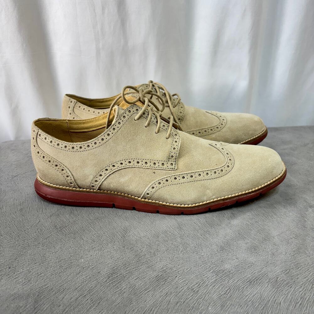 Cole Haan Grandsprint Wingtip Casual Oxford Beige Men's US 11M Suede Upper